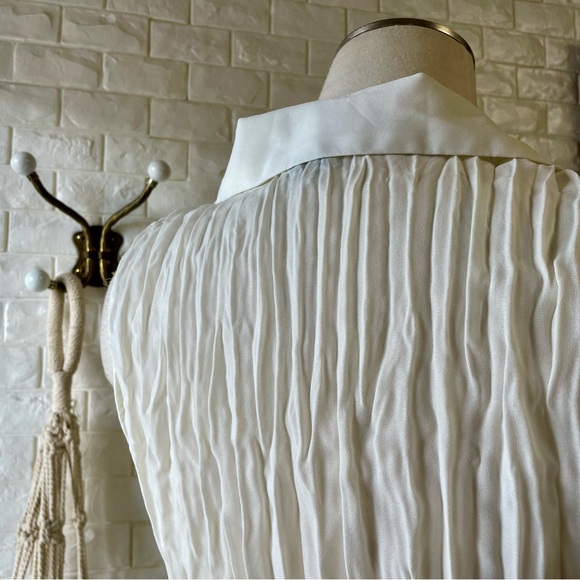Vintage Y2K Early 2000s Whimsigoth White Chiffon + Lace Ruffle Hem Top - Picture 9 of 15